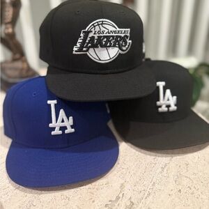 Lot of 3 - New Era Lakers and Dodgers Fitted Cap